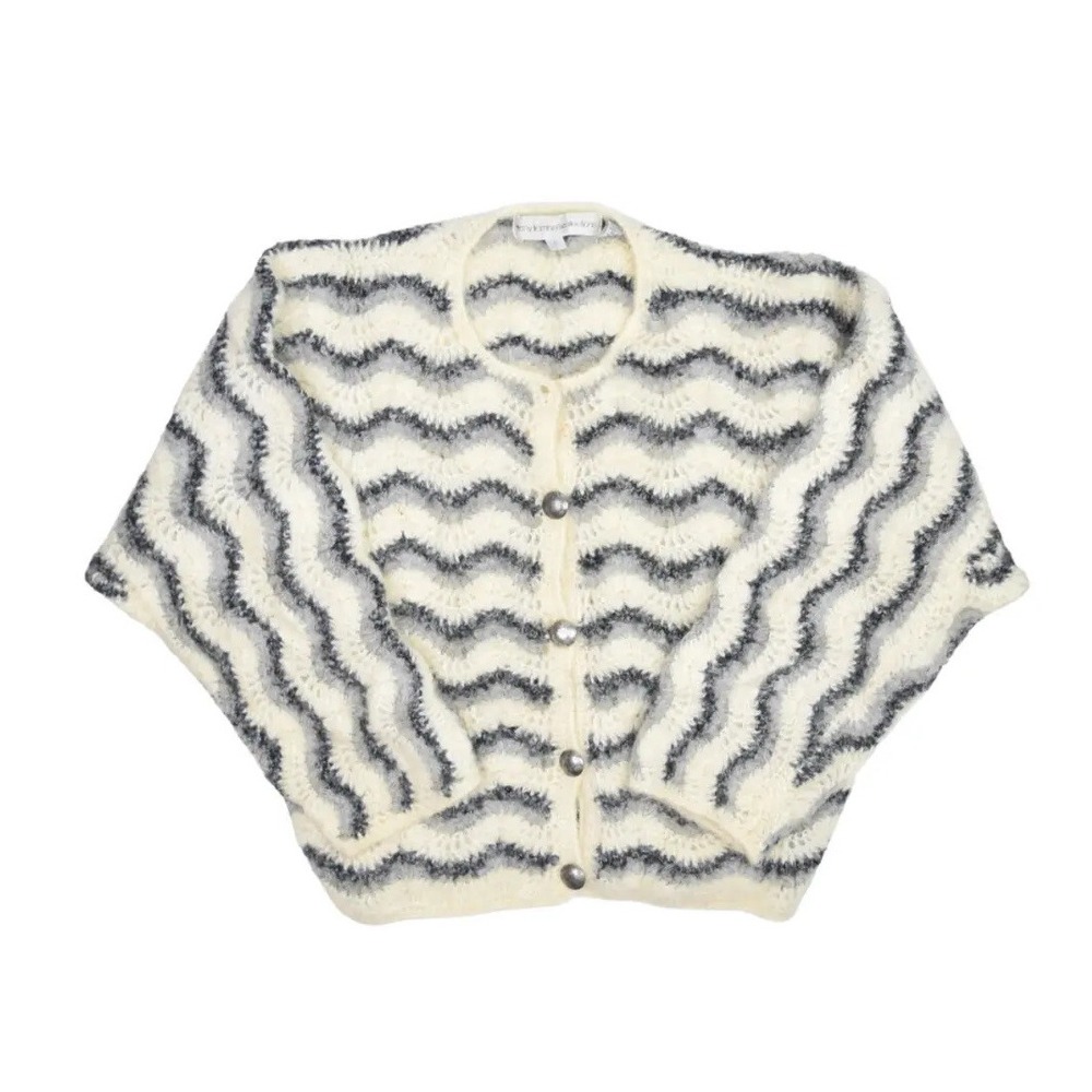 Tony Lambert Collections Mohair Blend Cardigan Sweater Womens Small Striped
